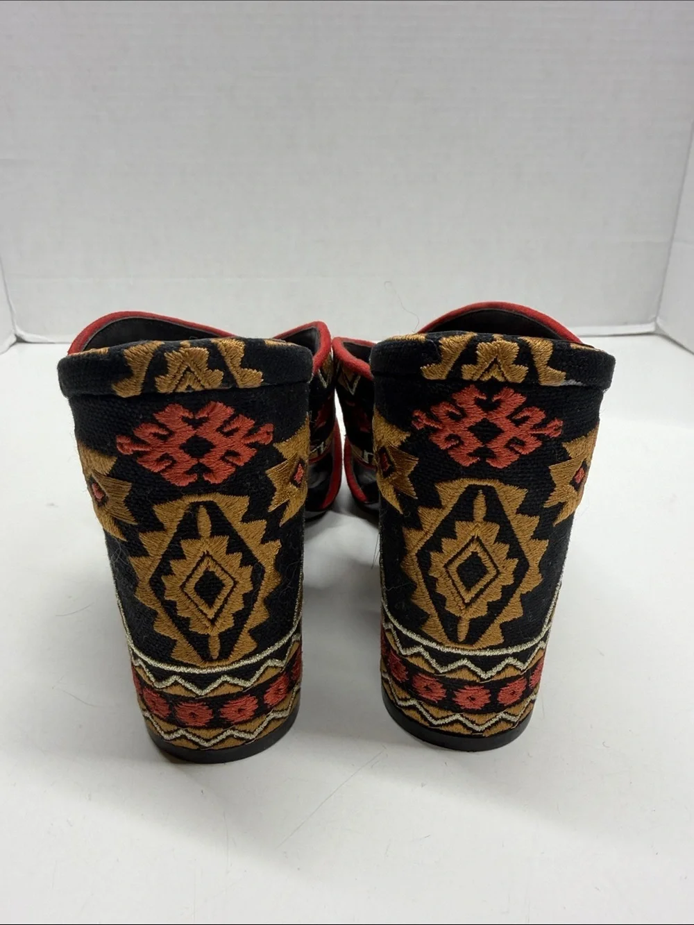 Ash Adel Mule Sandals High Heel Shoes Open Toe Geometric Embroidered Black 9